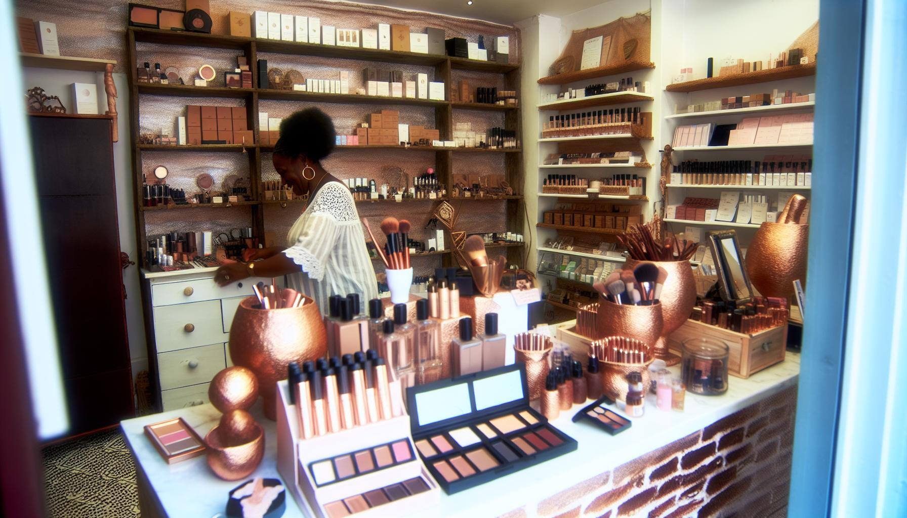 a small beauty boutique with an African American woman owner-1